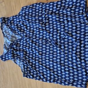 PLEIONE ANTHROPOLOGIE Navy Blue Aztec Boho Blouse